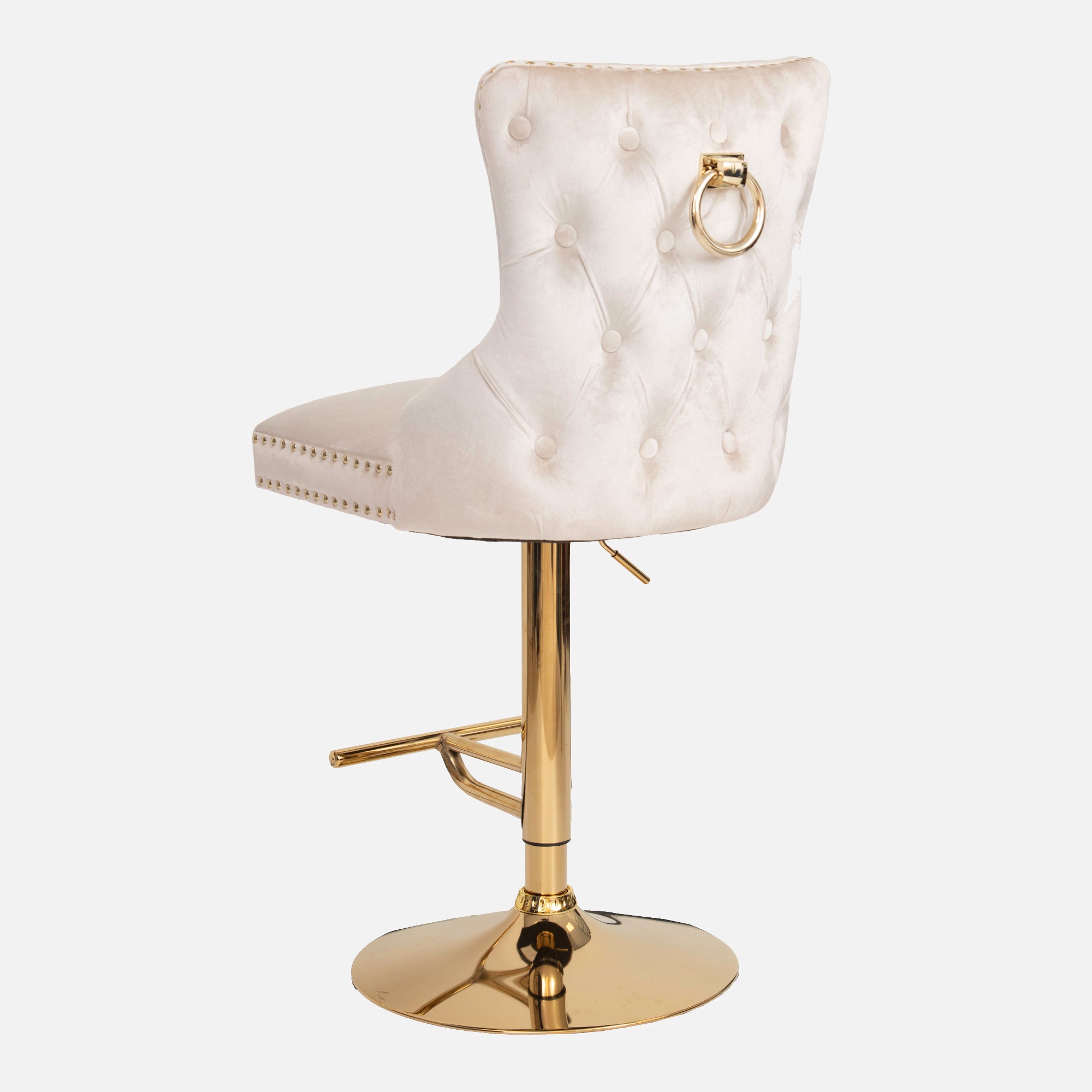 Dubai - Bar Stool With Ring In Cream Fabric