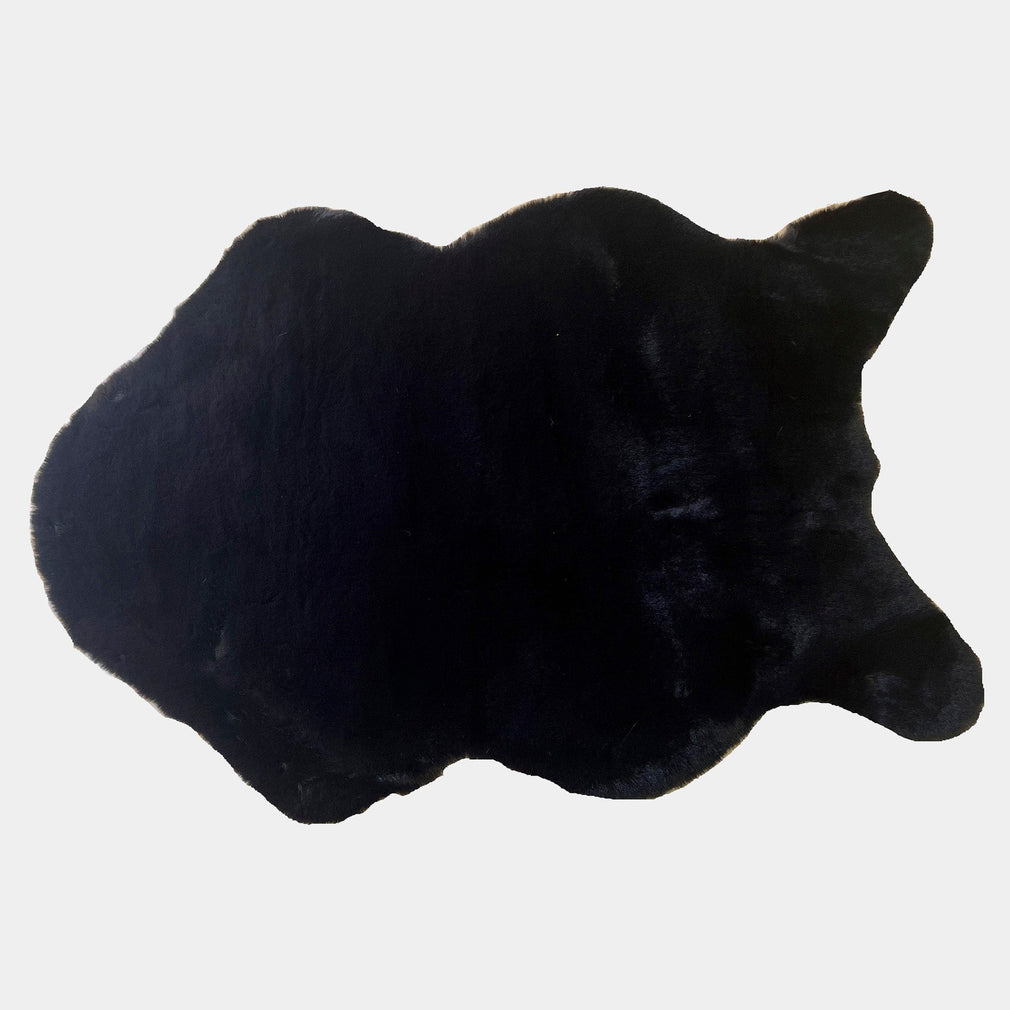 Randal - Black Faux Rabbit Rug 60x90cm