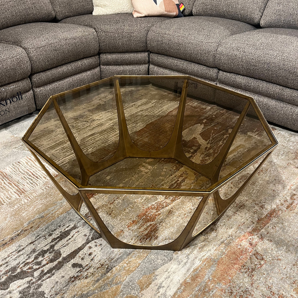 Girona Coffee Table In Champagne Finish With Smoked Glass Top