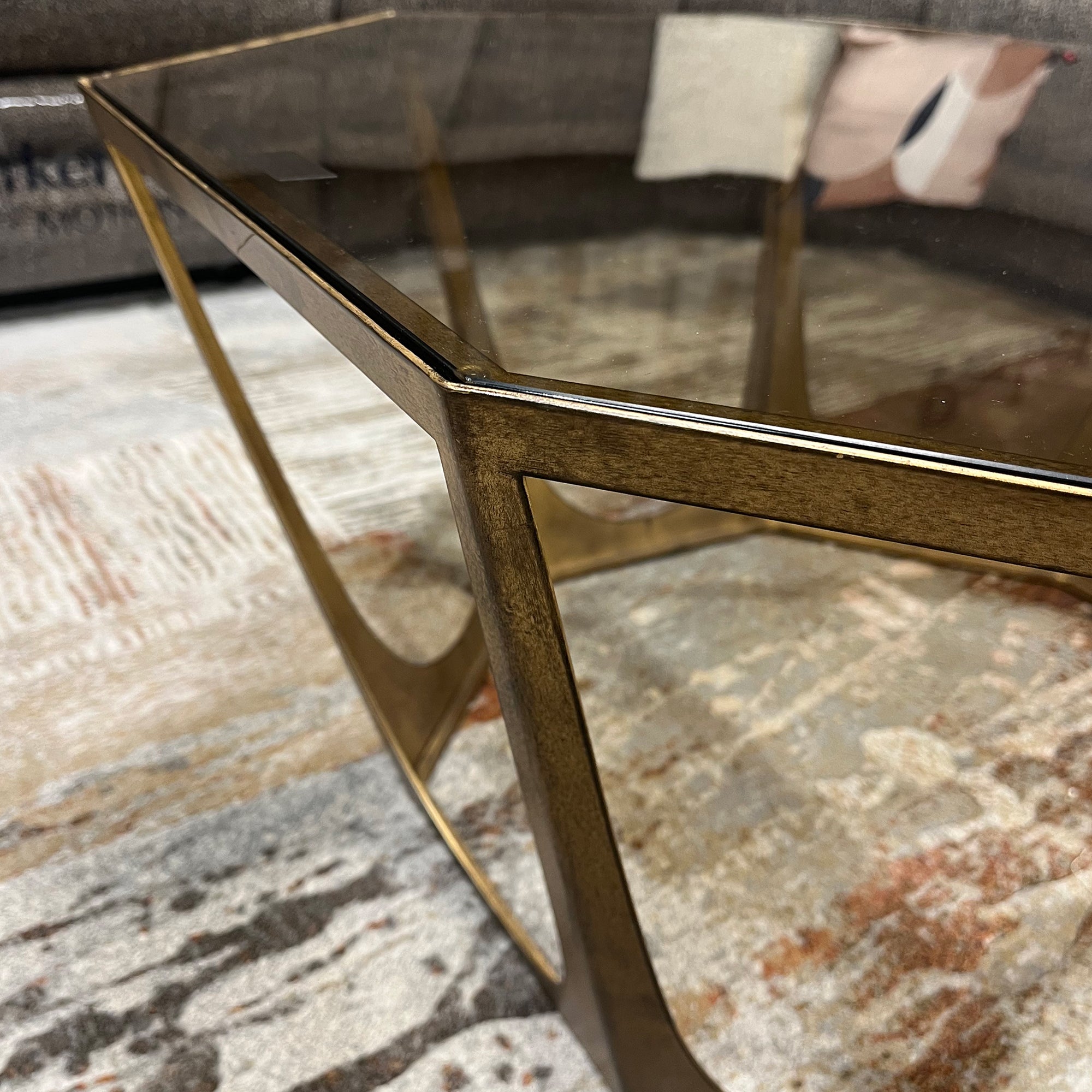 Girona Coffee Table In Champagne Finish With Smoked Glass Top