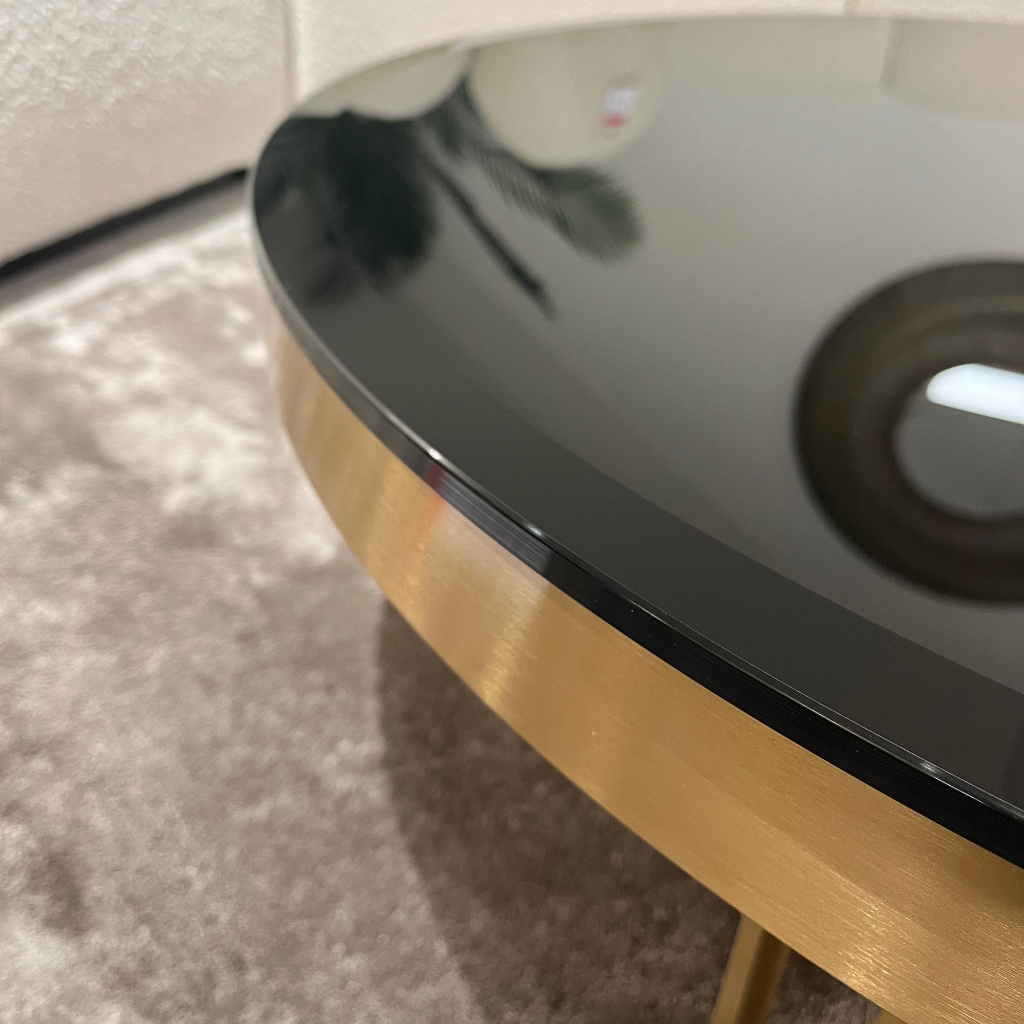 Eichholtz Rocco Coffee Table Brushed Brass Finish Black Bevelled Glass Top