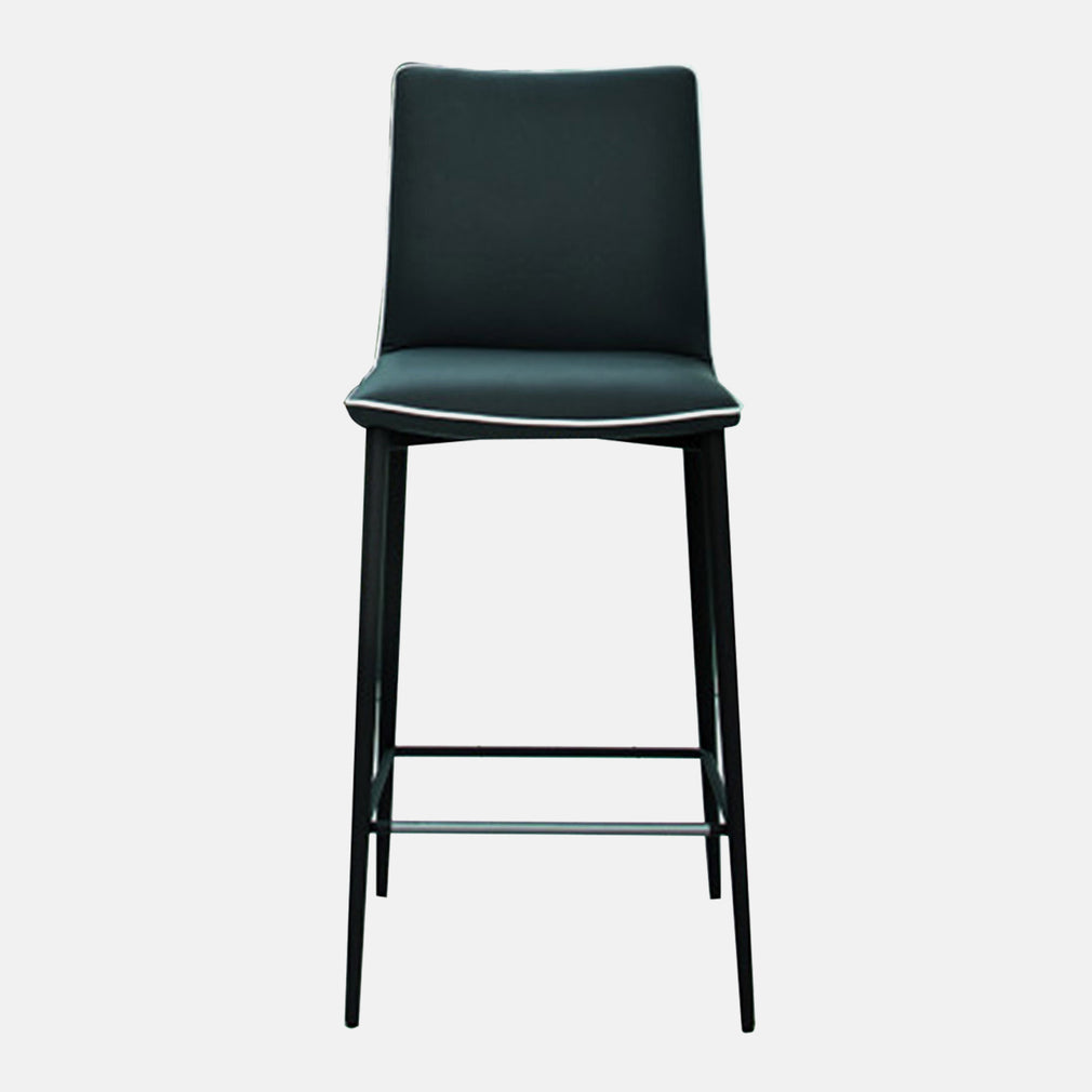 34.35 Low Barstool Metal Legs in Eco Leather with Matching Piping