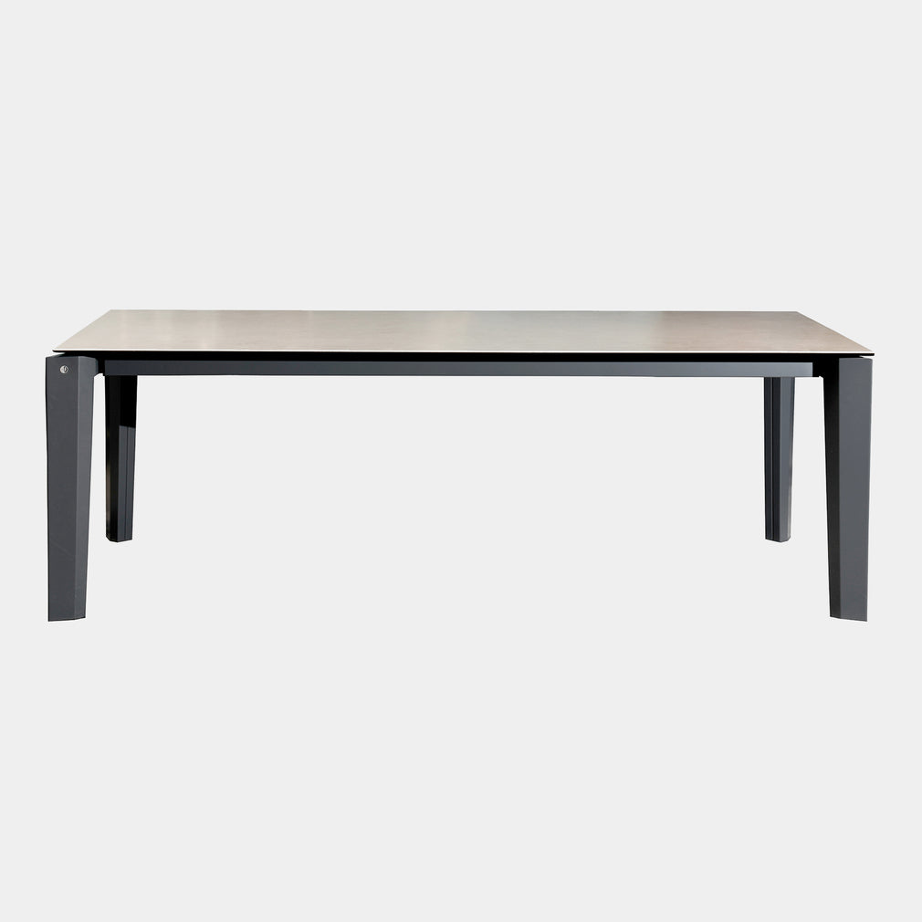 CS/4097-MV180 Extending Table P5C Ceramic Salt White Top - P16 Matt Grey Frame And Legs