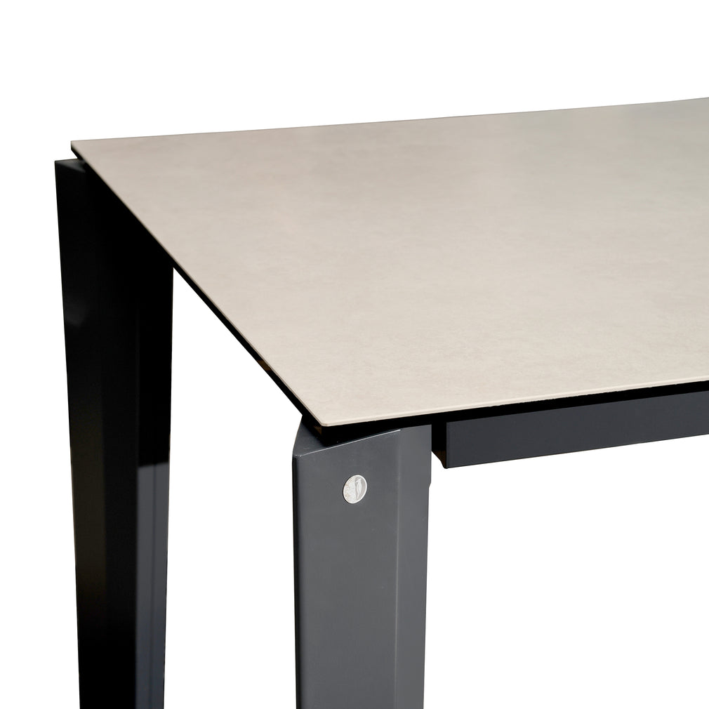 CS/4097-MV180 Extending Table P5C Ceramic Salt White Top - P16 Matt Grey Frame And Legs