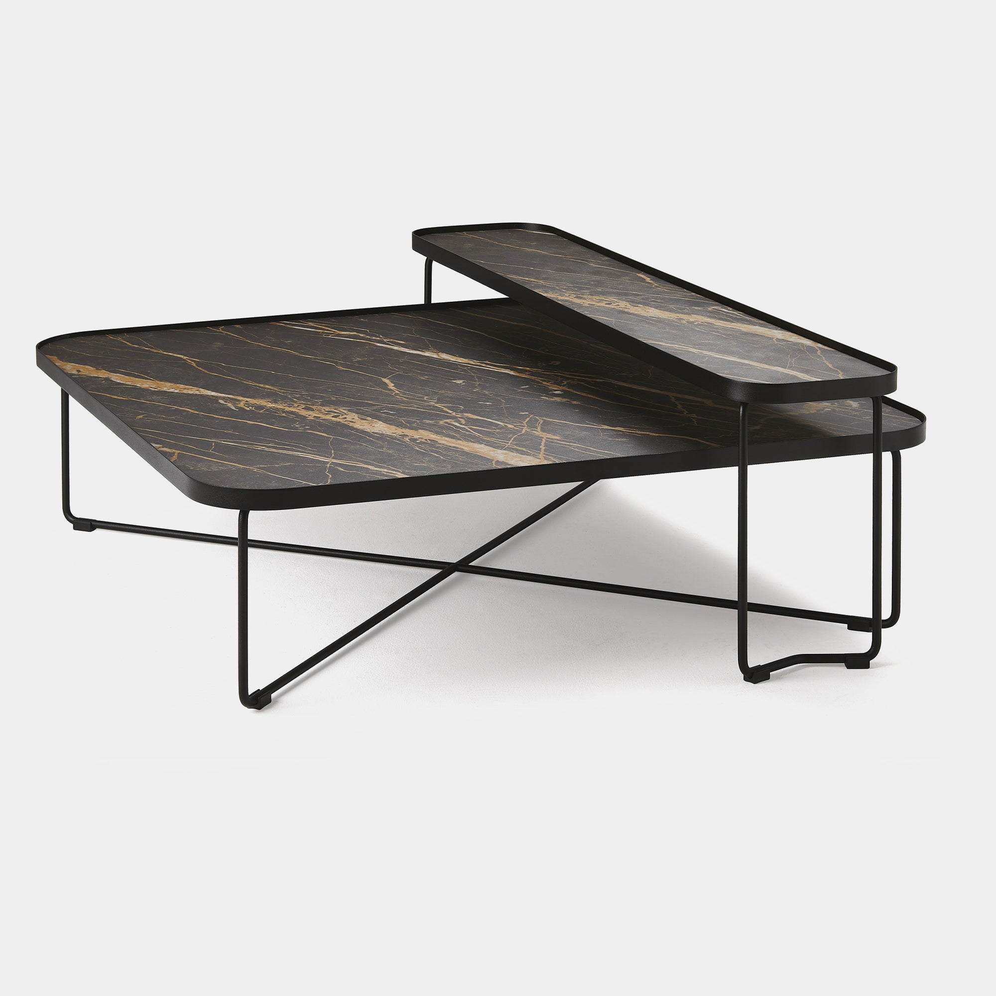 Cattelan Italia Benny Keramic - Coffee Table In GFM73 Black Laquered Steel 36x36x43cm