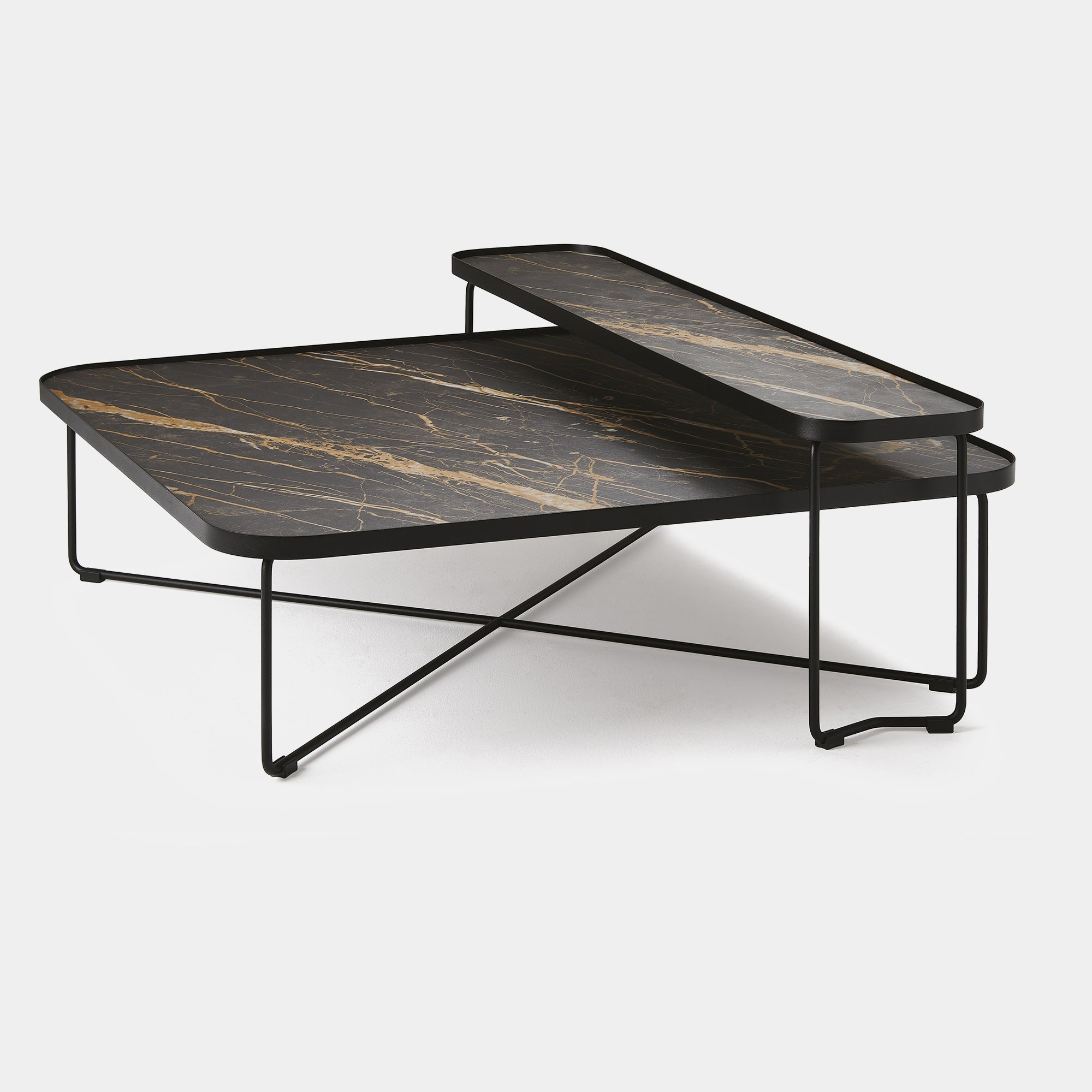 Cattelan Italia Benny Keramic - Coffee Table In GFM73 Black Laquered Steel 119x119x28cm