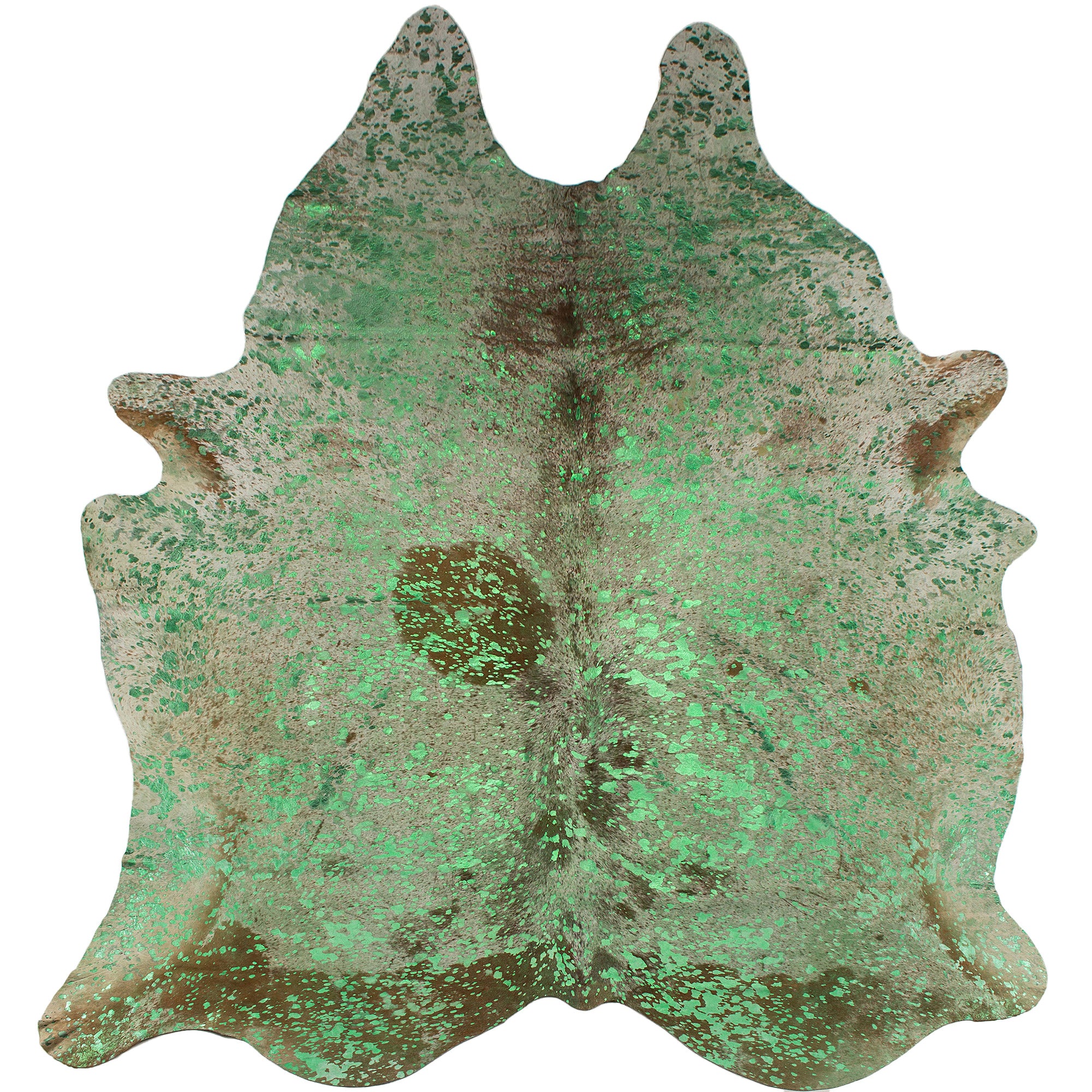 Cowhide Metallic Rug Green