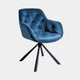 Ergen - Swivel Dining Chair In Blue Grey Velvet With Black Base