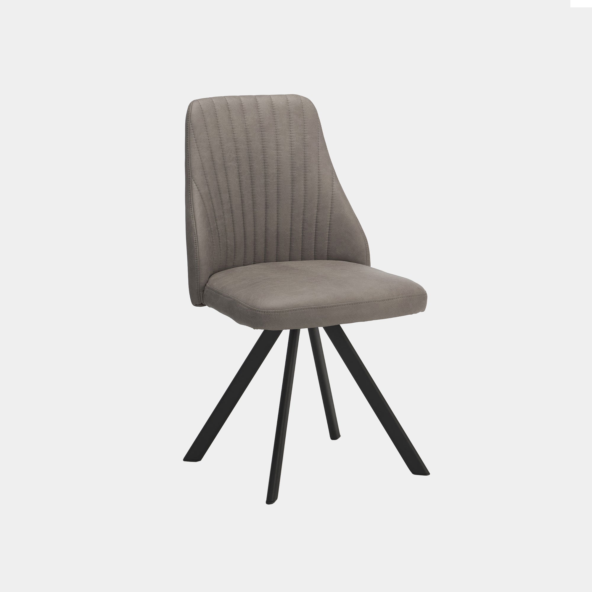 Swivel Dining Chair In Light Grey PU With Matt Black Base