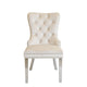 Metropole - Quilted Back Dining Chair In Beige Velvet With Rectangular Hook Handle