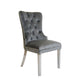 Metropole - Quilted Back Dining Chair In Grey Velvet With Rectangular Hook Handle