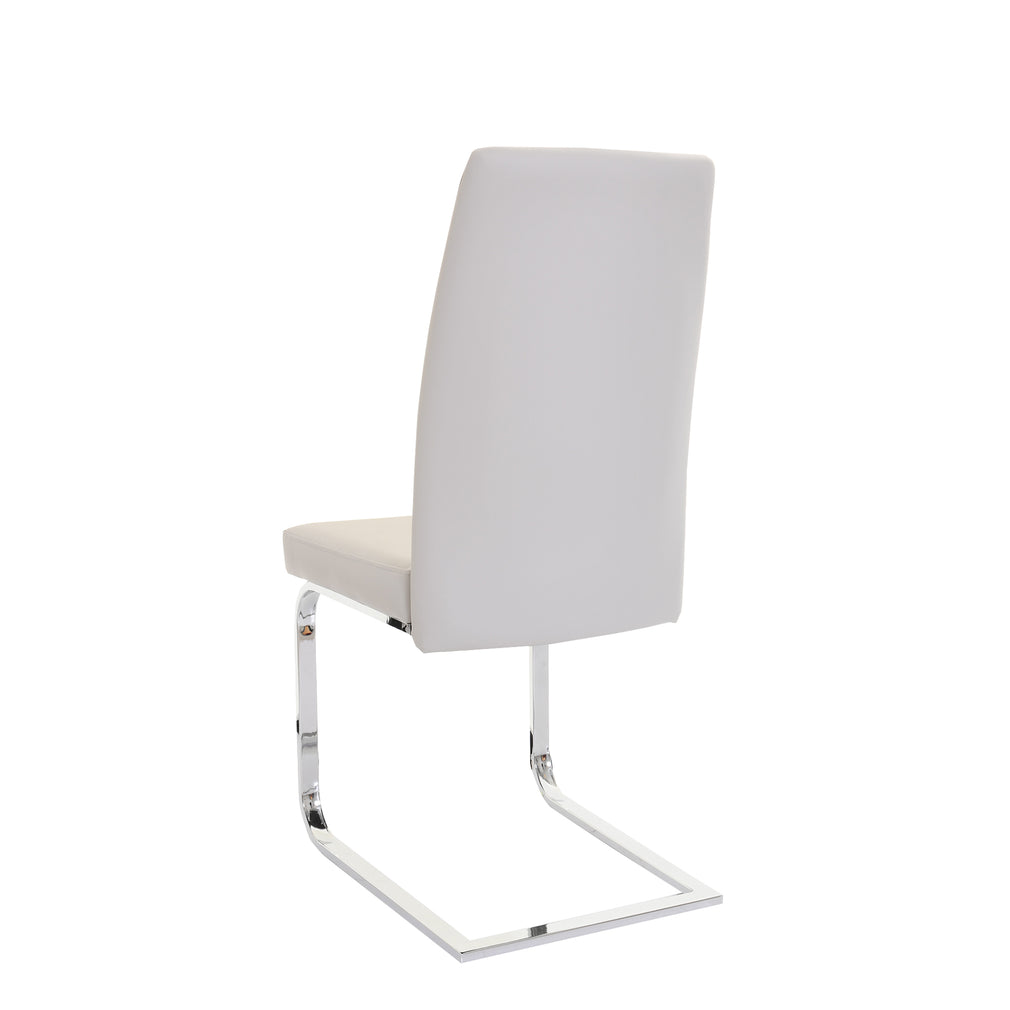 Prato - Cantilever Dining Chair In Light Grey PU With A Chrome Finished Frame