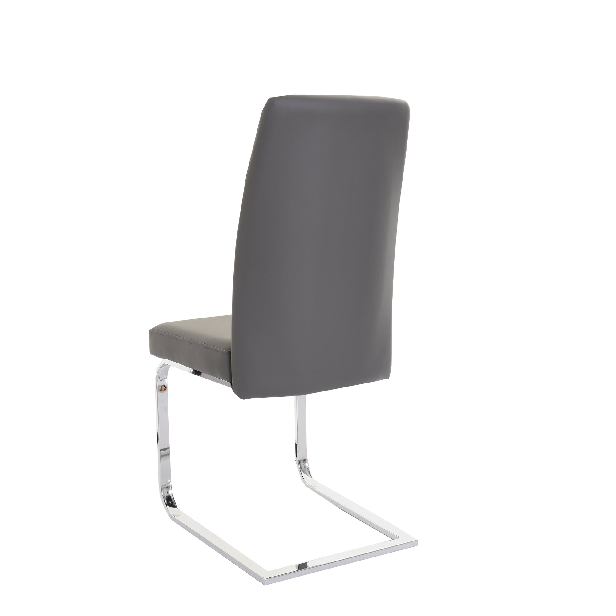 Prato - Cantilever Dining Chair In Dark Grey PU With A Chrome Finished Frame