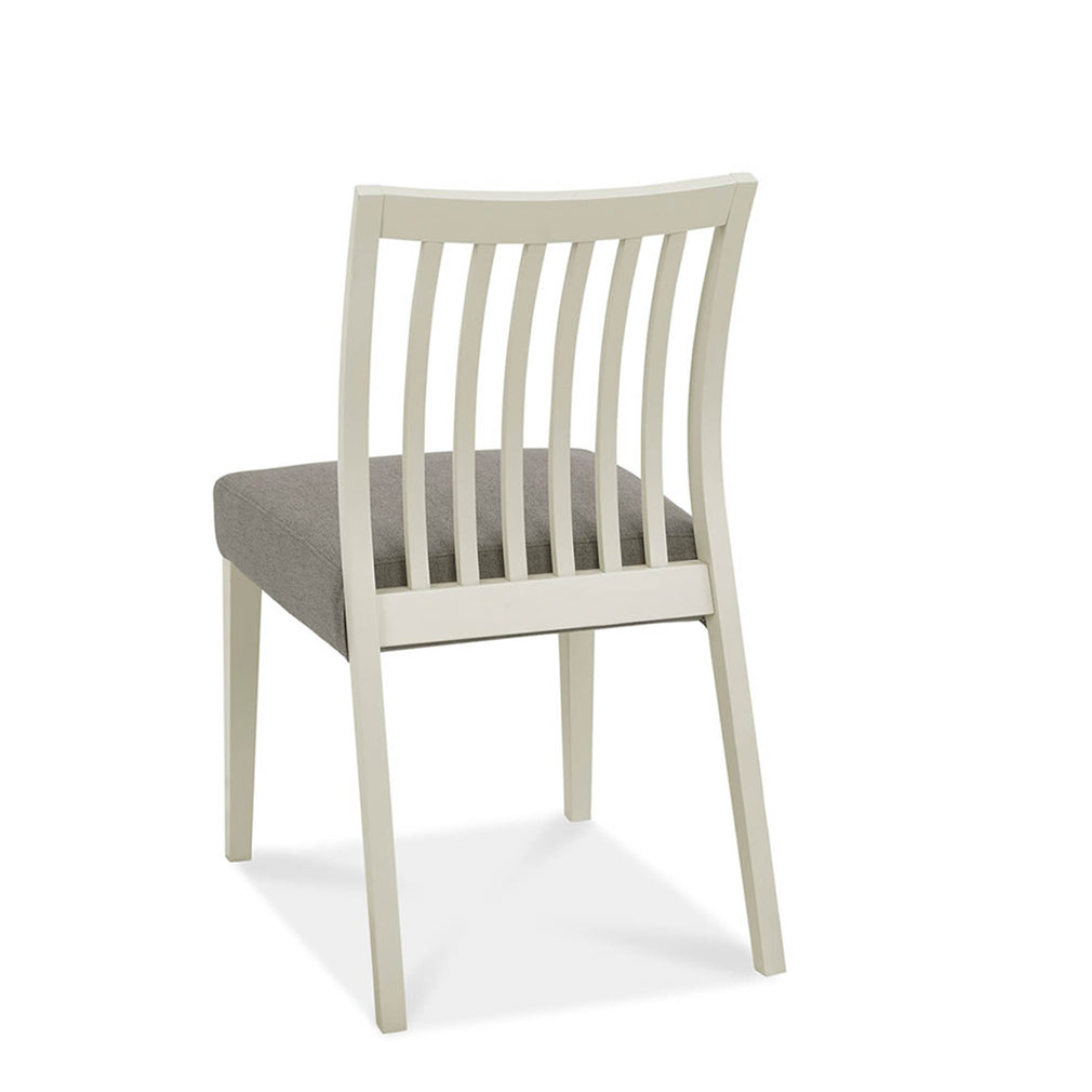 Bremen - Low Slat Back Dining Chair In Washed Grey With Titanium Fabric