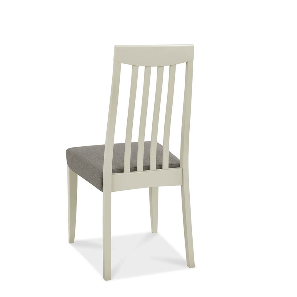Bremen - Tall Slat Back Dining Chair In Washed Grey With Titanium Fabric