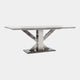 160cm Dining Table Grey Marble Top With Chrome Finish Base