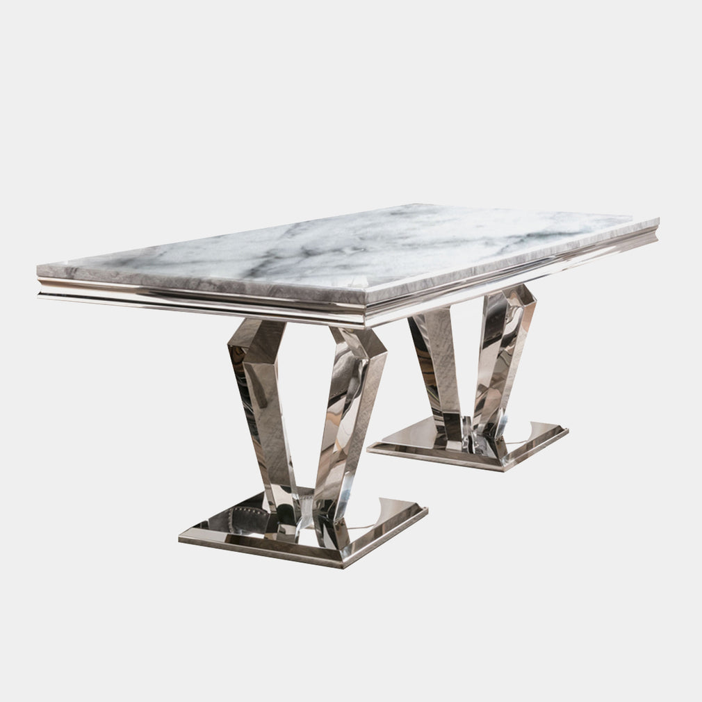 160cm Dining Table Grey Marble Top