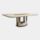 180x100cm Dining Table - HG Laq Top & Column, Oak Middle Strip Top Edge & Base Plinth