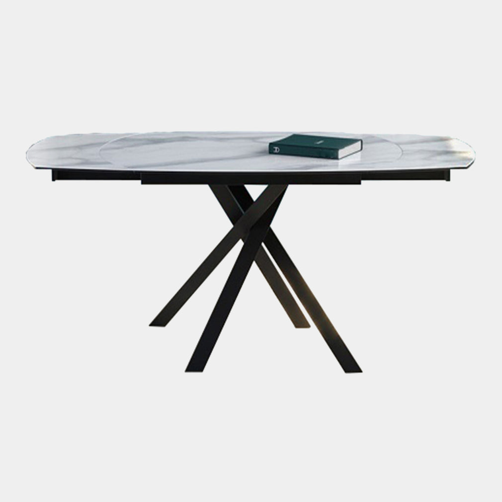 130cm Extending Dining Table With Black Steel Base