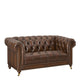 Churchill - 2 Seat Sofa In Leather Vintage LLS Cognac 1806/Antique Brass Studs With Mahogany Feet