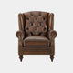 Churchill - Wing Chair In Leather Vintage LLS Cognac 1806/Antique Brass Studs With Mahogany Feet