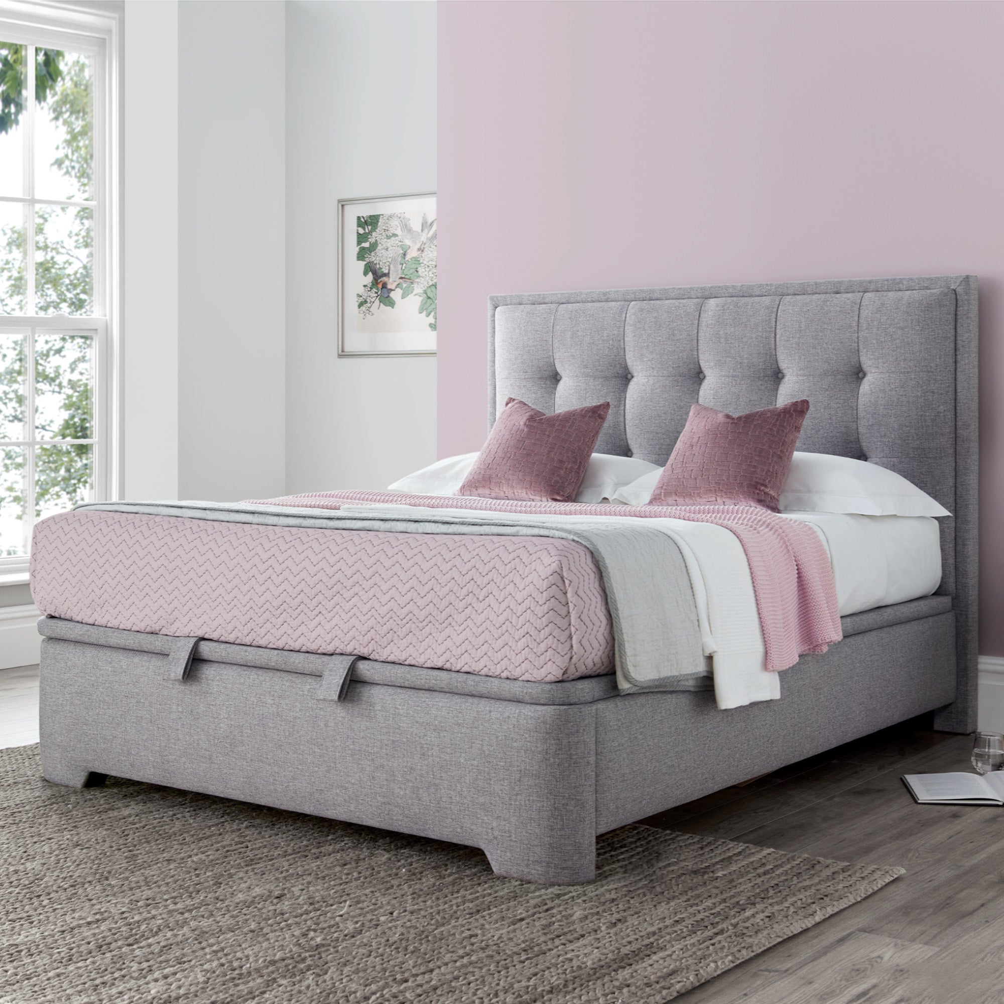 Heidi - Ottoman Bed Frame In Marbella Grey 135cm (Double)