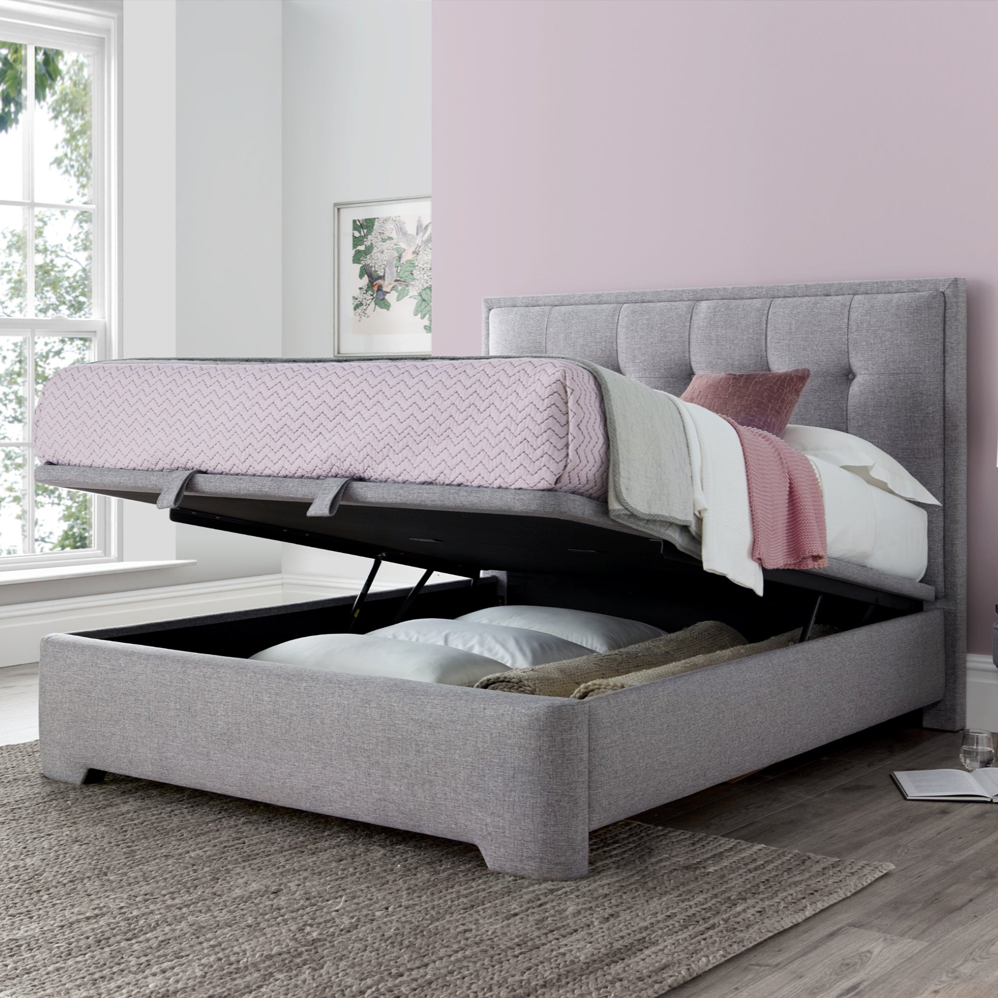 Heidi - Ottoman Bed Frame In Marbella Grey 150cm (King Size)