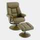 Orion - Swivel Chair & Stool In Plush PU Olive Green