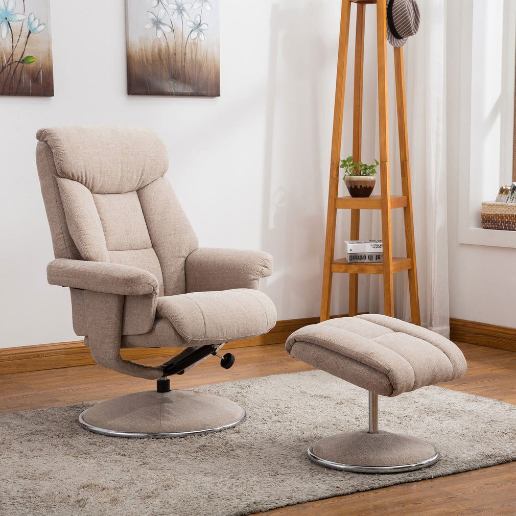 Swivel Chair And Stool In Fabric Lisbon Wheat (Assembly Required)