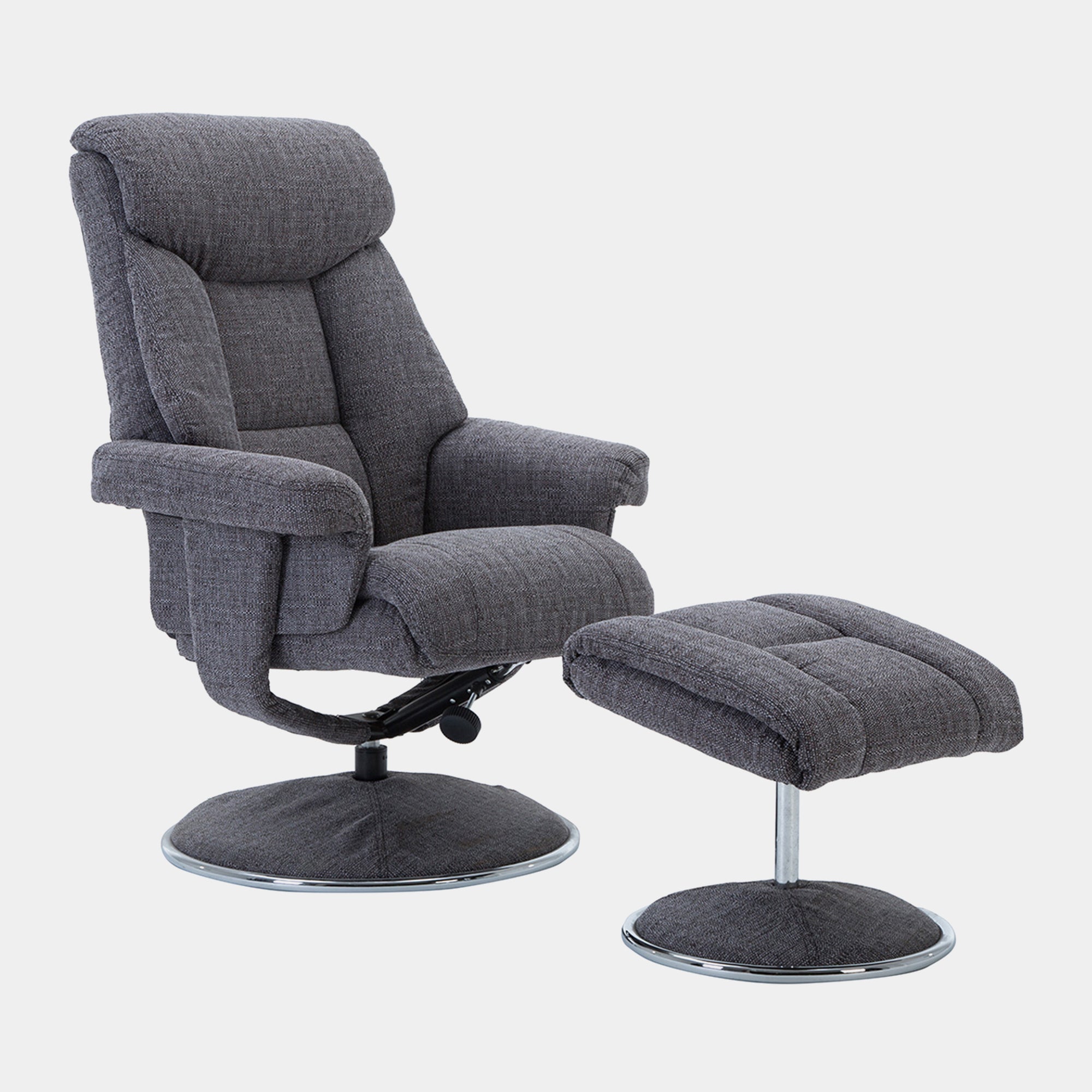 Swivel Chair And Stool In Fabric Lisbon Grey (Assembly Required)