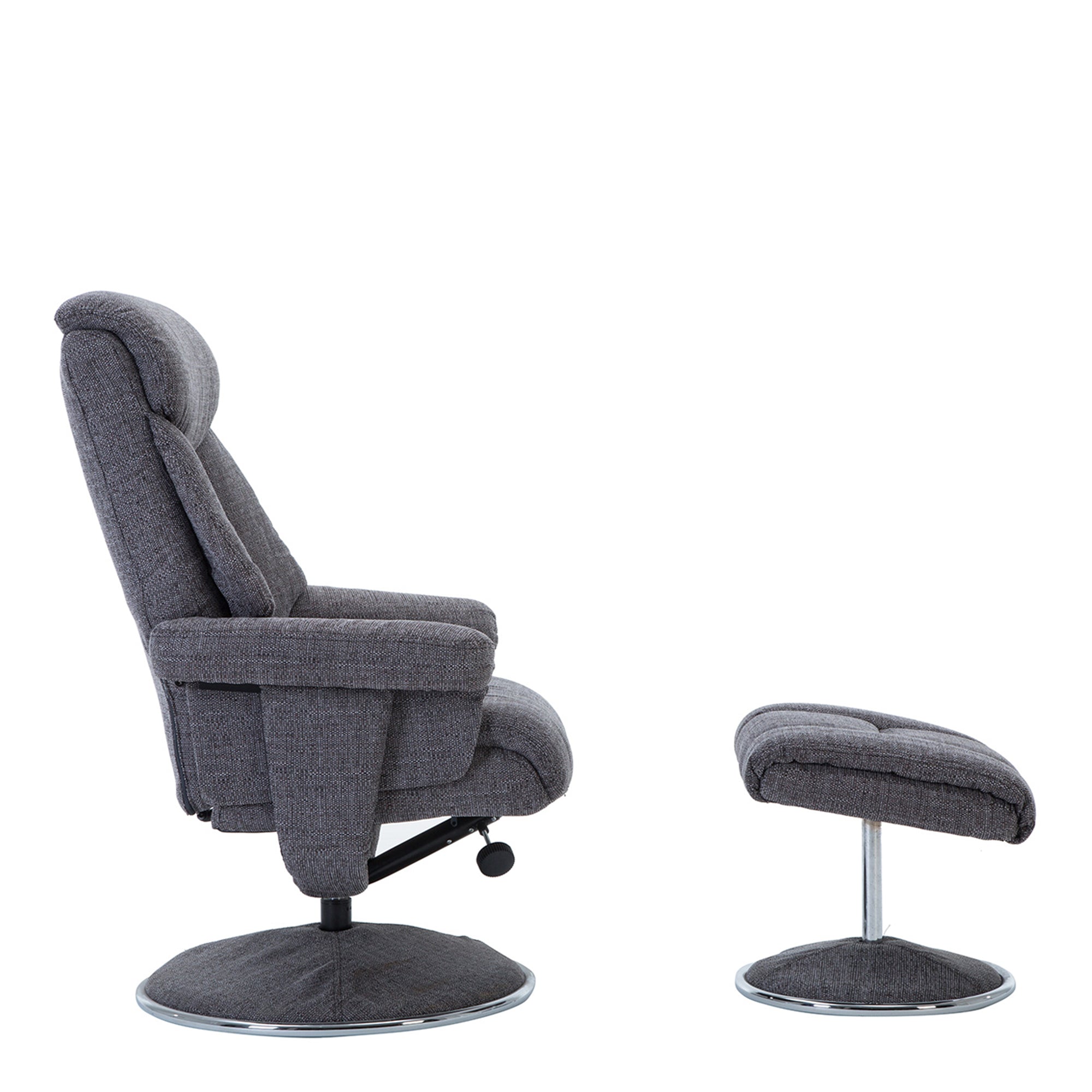 Swivel Chair And Stool In Fabric Lisbon Grey (Assembly Required)