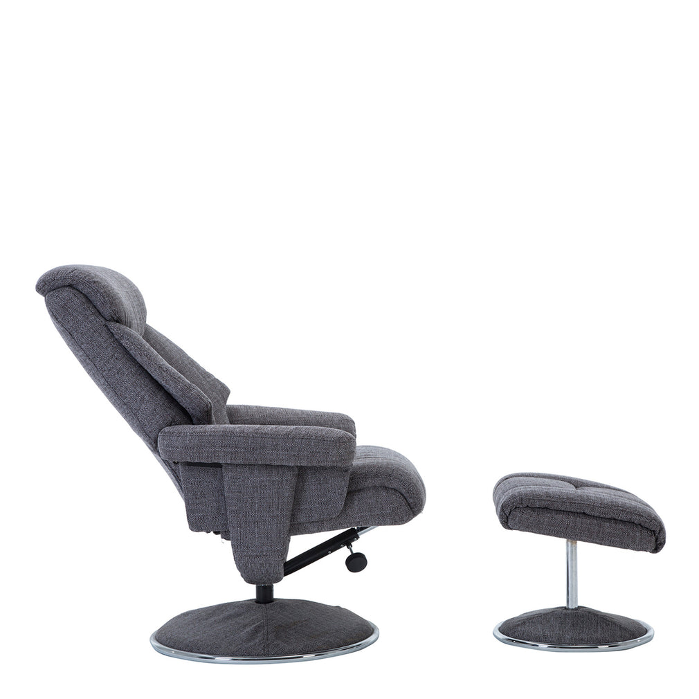 Swivel Chair And Stool In Fabric Lisbon Grey (Assembly Required)