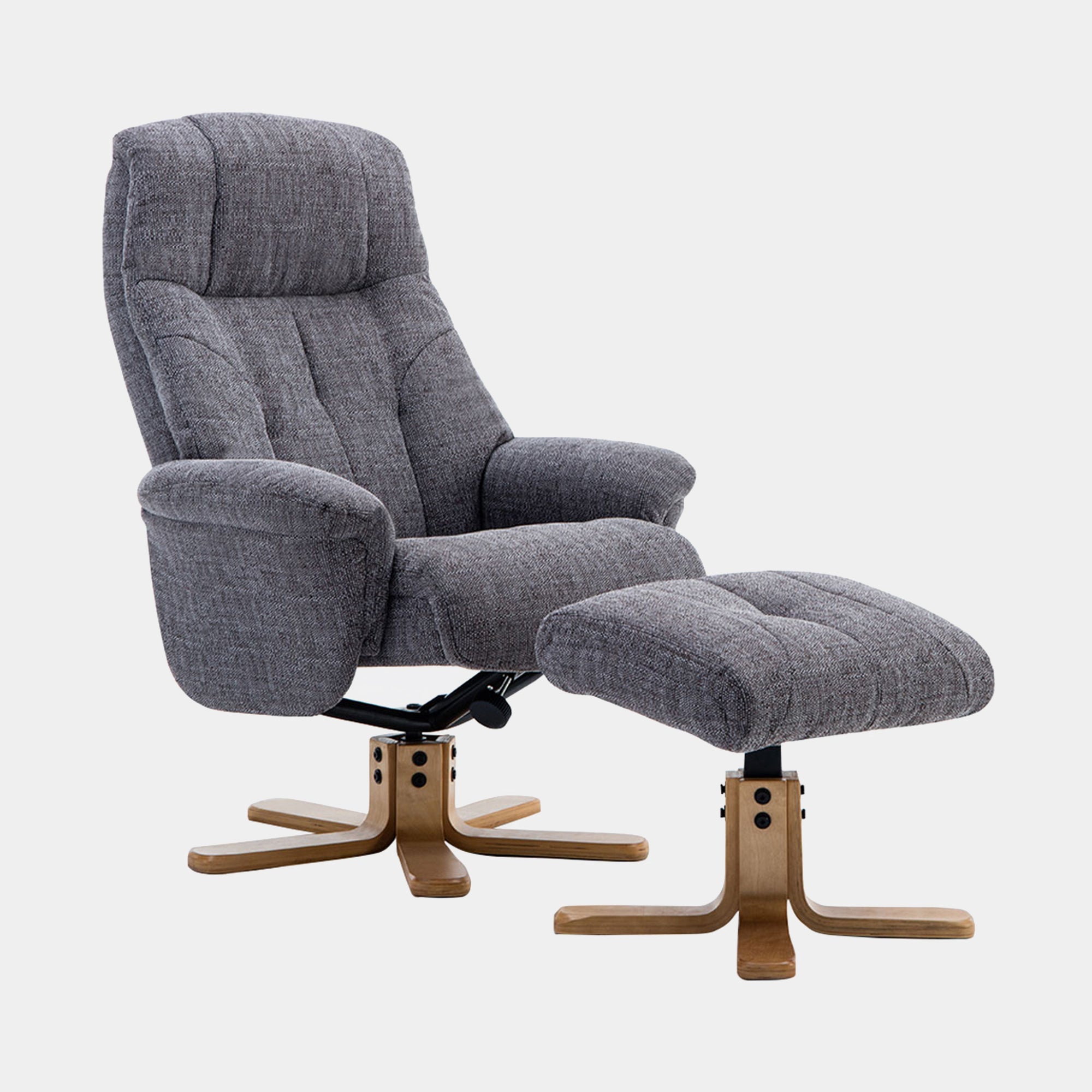 Swivel Chair And Stool In Lisbon Grey Fabric (Assembly Required)