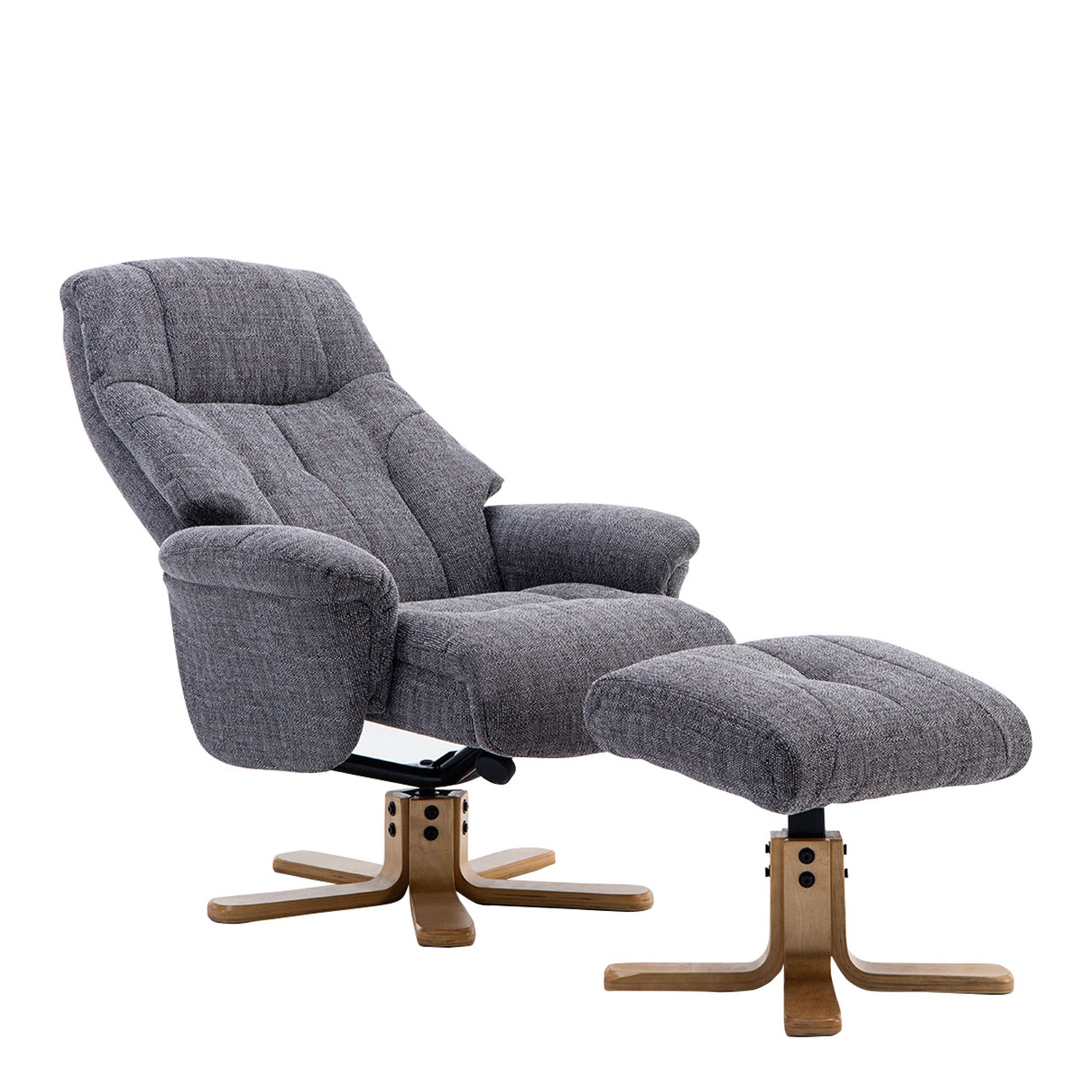 Swivel Chair And Stool In Lisbon Grey Fabric (Assembly Required)
