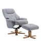 Swivel Chair And Stool In Lisbon Silver Fabric (Assembly Required)