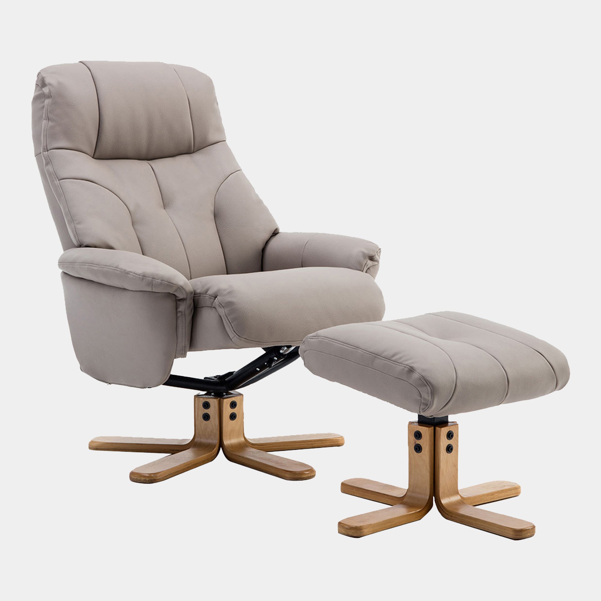 Swivel Chair And Stool In Plush Pebble Leather Effect (Assembly Required)