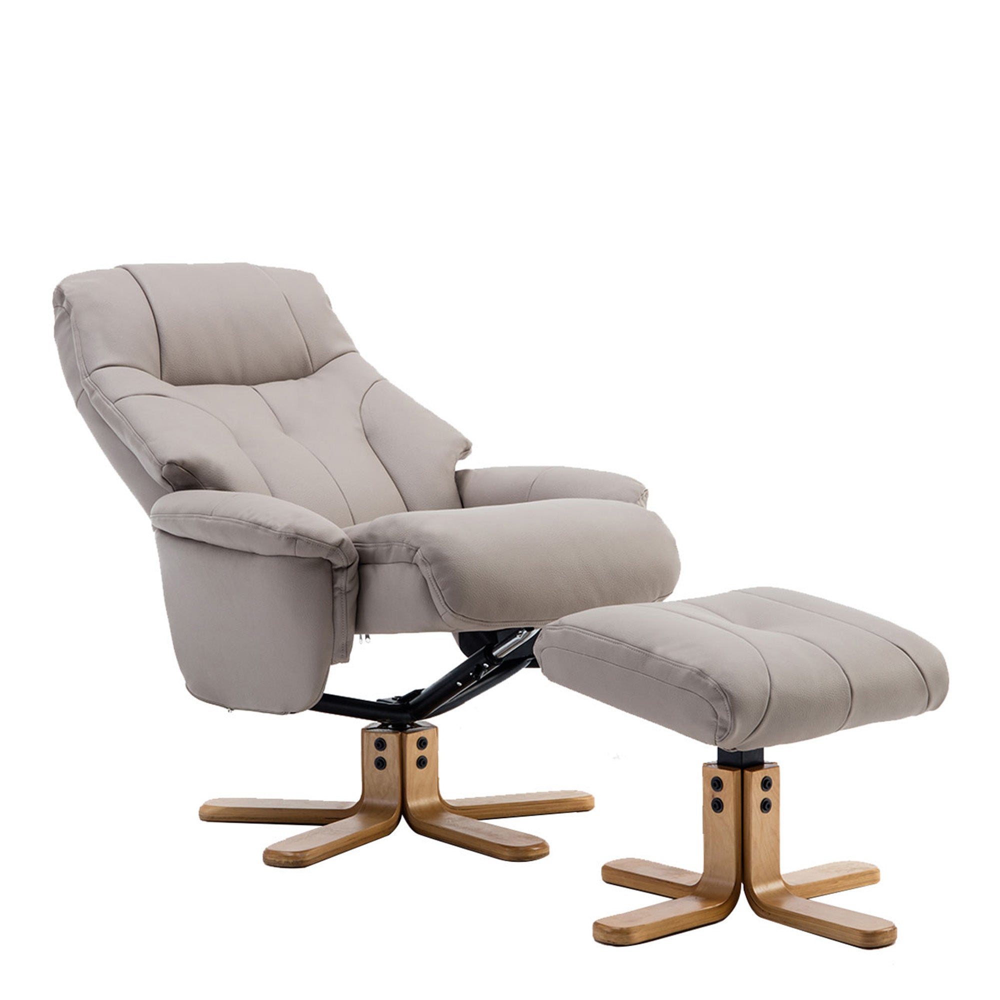 Swivel Chair And Stool In Plush Pebble Leather Effect (Assembly Required)