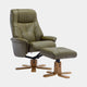 Quebec - Swivel Chair & Stool In Leather Effect Plush Olive Green