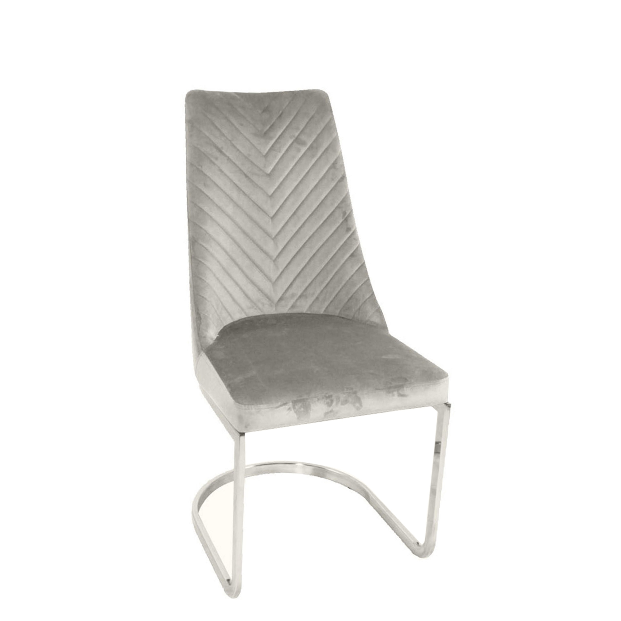 Phoebe - Dining Chair In Light Grey Velvet Fabric - Dining Chairs