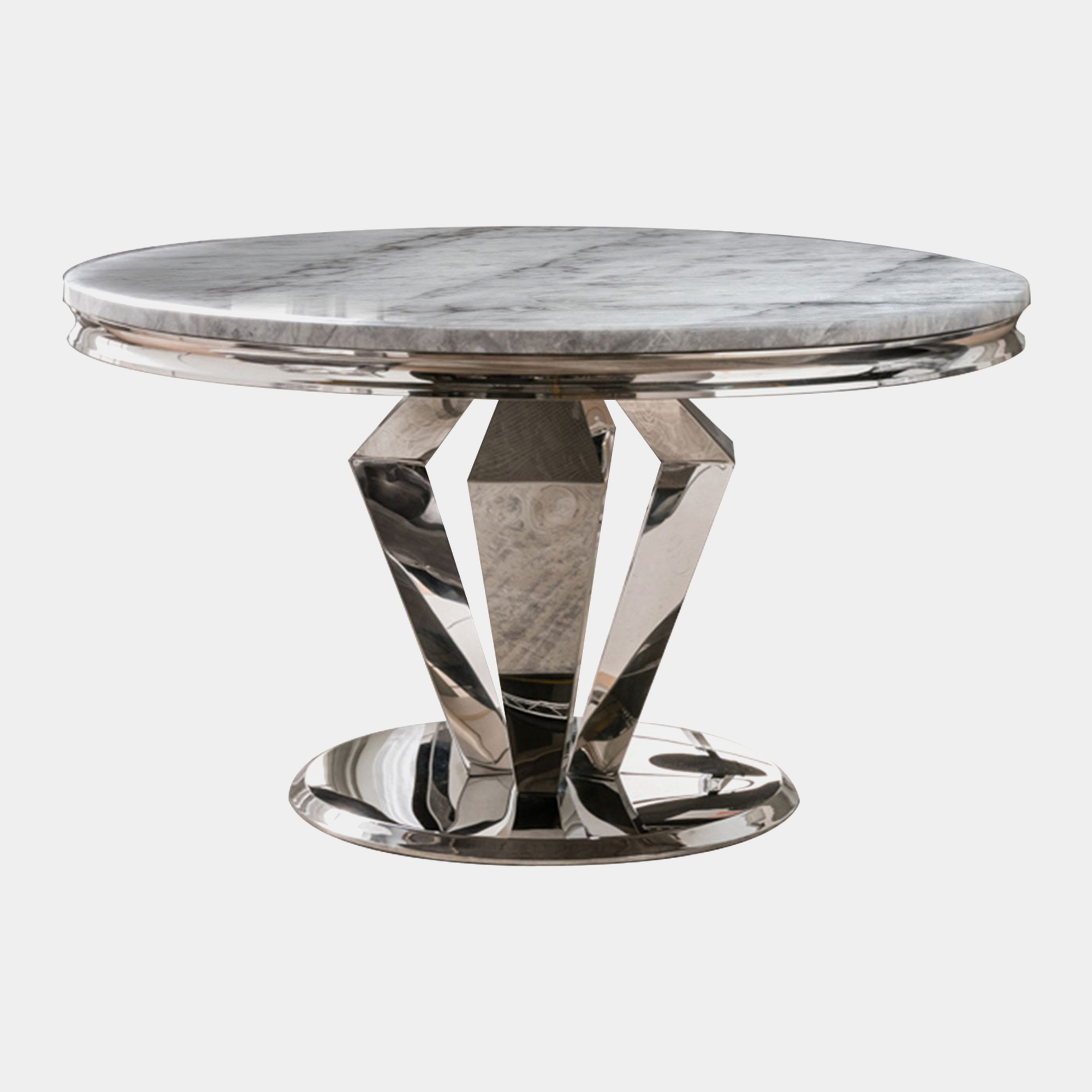 Missano - 130cm Circular Dining Table Grey Marble Top - Dining Tables ...