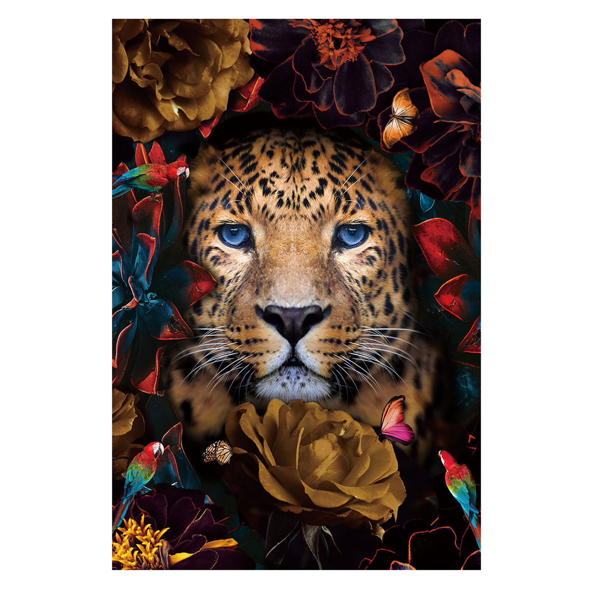 Leopard and Flowers - Fishpools Pictures Glass Art - - All