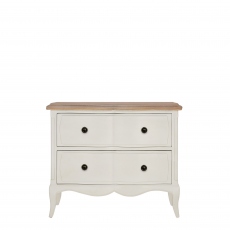 2 Drawer Wide Bedside In White Paint Finish - Genevieve