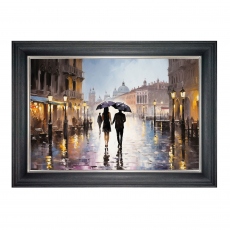 Framed Print - Couple Stroll Venice Colour