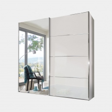 Mirorred Wardrobe With White Glass Front - Lauderdale