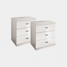Lauderdale - Pair of 3 Drawer Bedside Cabinets With Glass Front
