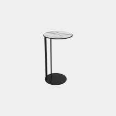 Toulon - Large Side Table In White Marble Ceramic