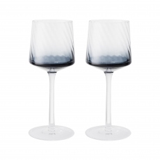 Denby - Set of 2 Fluted Blue Wine Glasses