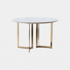 120cm Round Dining Table With White Marble Top - Harmony