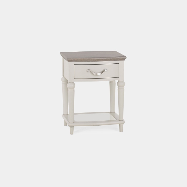 1 Drawer Lamp Table In Grey Washed Oak & Soft Grey - Chateau