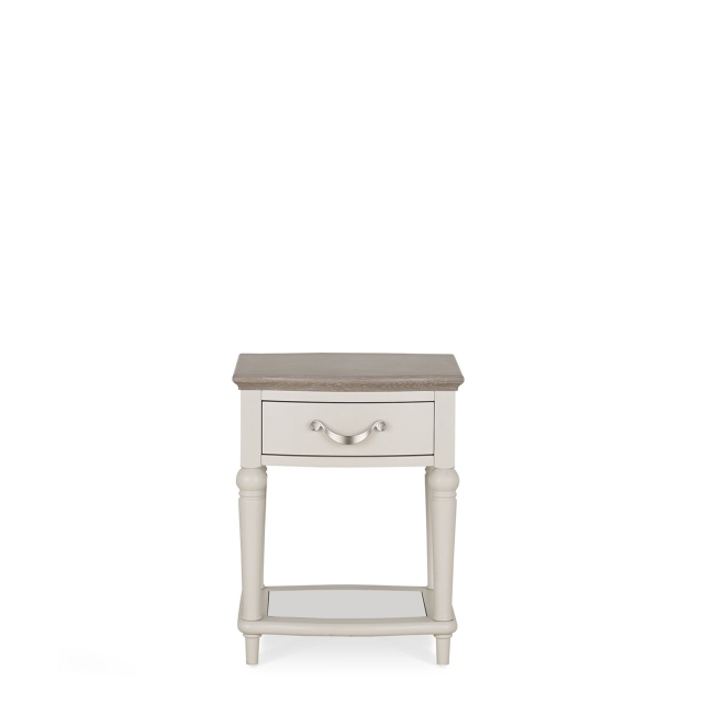 1 Drawer Lamp Table In Grey Washed Oak & Soft Grey - Chateau
